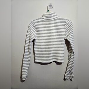 Aerie Gray and White Striped Turtleneck Sweater